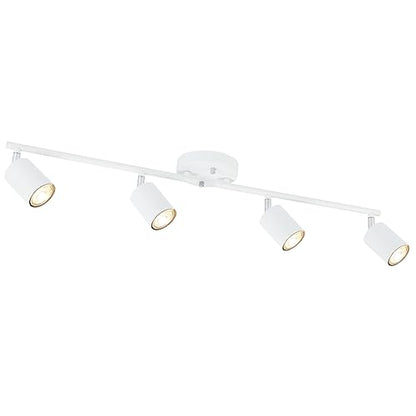 BoostArea LED 4 Light Track Lighting Kit, White 4 Way Ceiling Spot Lighting, Flexibly Rotatable Light Head for Kitchen, Living Room, Bedroom, Bulb Not Included - color: 4 Light-white