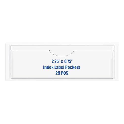 Origin-Joy 25 PCS Self-Adhesive Index Label Pockets, Clear Plastic Peel & Stick Card Holders with Top Open for Loading (2.25 x 0.75 inch) - size: 2.25 x 0.75 inch, style: Horizontal