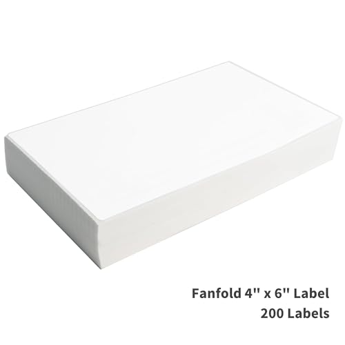 LLIKED 200 4x6 Fanfold Thermal Labels, Direct Thermal Shipping Labels - size: 200 Labels
