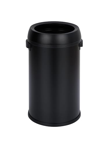 Jojoka 17 gal Stainless Steel Trash Can, Fingerprint-Proof Commercial Garbage Bin with Open-Top Design for Restaurant, Kitchen, Office, Home, Black - color: Black