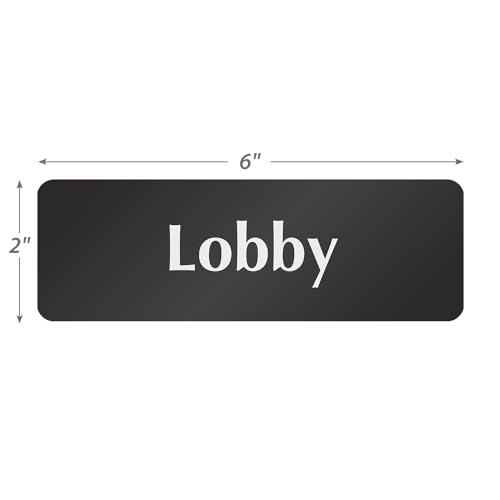 SmartSign Lobby Door Sign, 2" x 6", 20 mil Thick Anodized Aluminum Material, Strong Adhesive Backing, Waterproof, Sealed Legend, Black and Silver, Pack of 1, USA Made - color: White