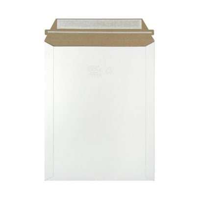 25 Pack 12.5x9.5 White Rigid Stay Flats Self-Seal Cardboard Envelope Mailers 12.5"x9.5"