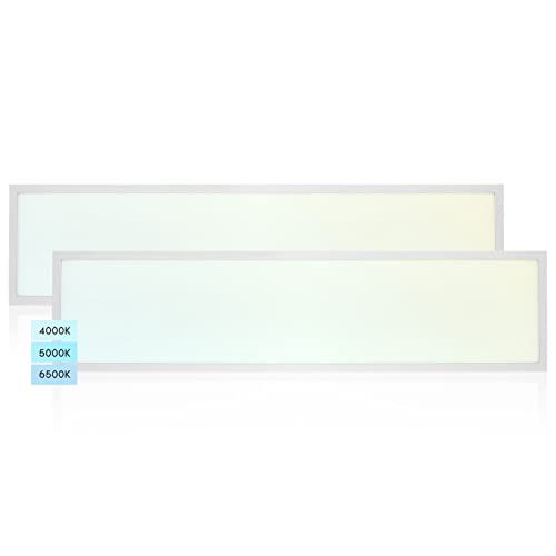 LUXRITE 1x4 FT LED Flat Panel Light, 30/35/40W, 3 Color Selectable 4000K-6500K, Backlit Drop Ceiling Lights, 3750/4375/5000 Lumens, 0-10V Dimmable, 100-277V, Prismatic Anti-Glare, ETL DLC (2 Pack)