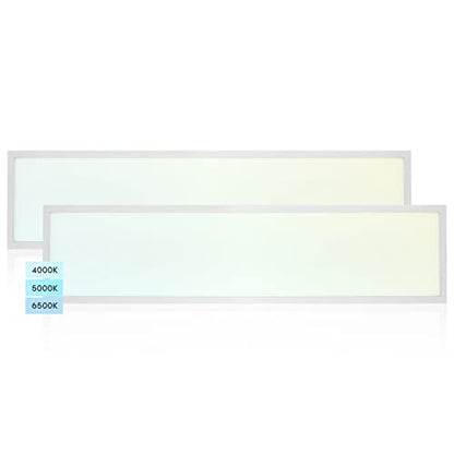 LUXRITE 1x4 FT LED Flat Panel Light, 30/35/40W, 3 Color Selectable 4000K-6500K, Backlit Drop Ceiling Lights, 3750/4375/5000 Lumens, 0-10V Dimmable, 100-277V, Prismatic Anti-Glare, ETL DLC (2 Pack)