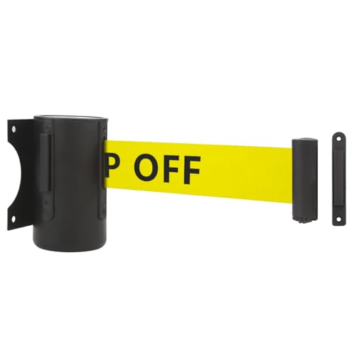 A-KARCK Wall Mount Retractable Belt 16 Foot, Crowd Control Wall Barrier with Steel Case Black and Yellow Belt with Danger - Keep Off - size: Danger - Keep Off