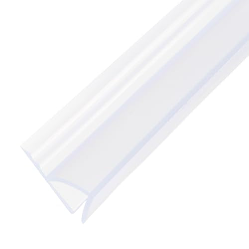 uxcell Shower Door Side Seal, H-Type Shower Door Sweep for 1/2" Glass 130" Long Silicone Frameless Glass Door Seal Strip, Stop Shower Leaks, Clear - size: 1/2" Glass 130" Long