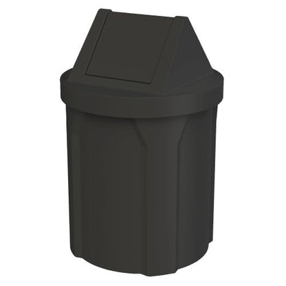 Commercial Trash Can Swing Top Lid - Outdoor Garbage Can - color: Black, size: 42 Gallon Round
