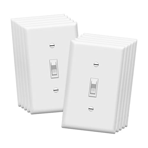 ENERLITES 10 Pack Toggle Light Switch with Wall Plate, Single Pole, White - color: White, size: Switch with Wall Plate