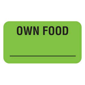 Tabbies V-AN620 560Ct 1-5/8x7/8in Own Food Veterinary Labels, Fluor Green - size: 1-5/8" x 7/8", 560 Count (Pack of 1), style: OWN FOOD__