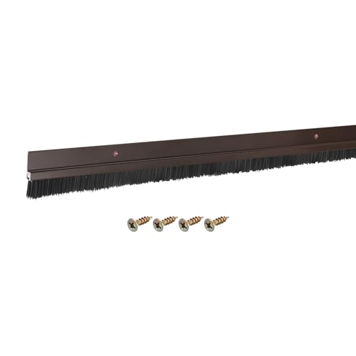 uxcell Door Brush Bottom Sweep H-Shape Aluminum Alloy Base with 0.6-inch PP Brush for Home, Industrial (35-inch L, Brown) - color: Brown, size: 35-inch x 0.6-inch