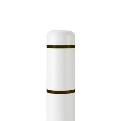 BollardGard 7" x 52" Bollard Cover White - Innoplast (White Black Tape) - color: White Black Tape, size: 7\"x52\"