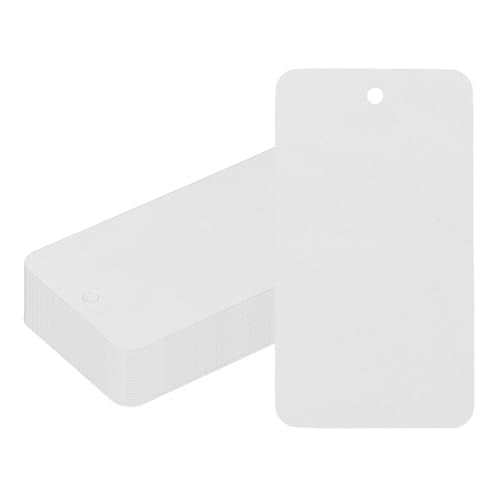 PATIKIL Plastic Shipping Tags with Wire, 50 Pcs 3-9/16" x 2" Waterproof Blank Labels Hang Tag with String for Outdoor Luggage Product Identification Price Marking, White - color: White, size: 3-9/16" x 2"