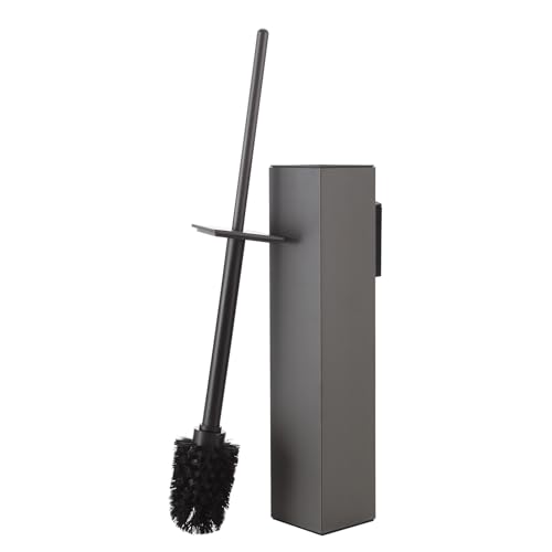 BGL Toilet Brush and Holder Set Gun Grey Wall Mounted for Bathroom Square Design - color: Gun Grey-wall Mount
