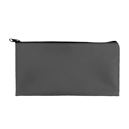 Zippered Security Bank Deposit Bag, PU Leather Cash and Coin Utility Pouch Bank Envelopes with Zipper (Deep gray) - color: Deep gray