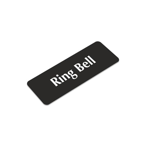 SmartSign Ring Bell Door Sign, 2" x 6", 20 mil Thick Anodized Aluminum, Adhesive Backing, Waterproof, Black and Silver, Pack of 1, USA made - color: Black, White