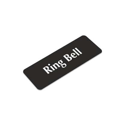 SmartSign Ring Bell Door Sign, 2" x 6", 20 mil Thick Anodized Aluminum, Adhesive Backing, Waterproof, Black and Silver, Pack of 1, USA made - color: Black, White