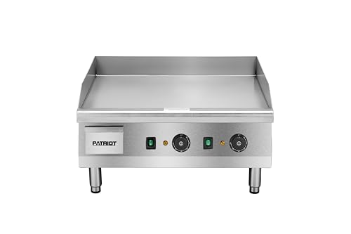 FSE 373-EQ-PA0321 208/240V Electric Griddle, 24-1/8"W Commercial Countertop Flat Top Griddle with Thermostat Control, Polished Steel Plate