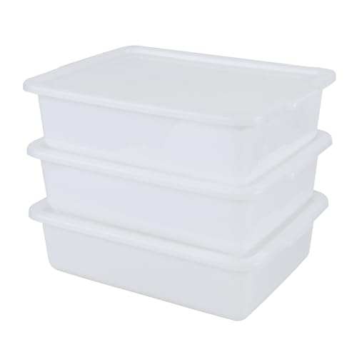 13 Liters Utility Tote Box with Lid, Commercial Bus Tubs, 3-Pack