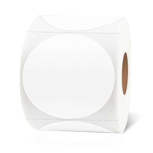 2 Inch Round Thermal Labels, Self Adhesive Circle Waterproof Thermal Labels, Multipurpose Roll Direct Thermal Sticker for DIY Logo Design, 500 Labels/1 Roll - color: White-500 Labels, size: 2 inch