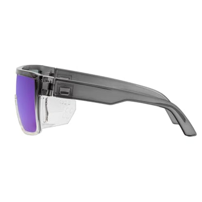 Polarized Safety Sunglasses, UV400 Protection, ANSI Z87.1 Wraparound Protective Eyewear - color: Grey Green Mirror