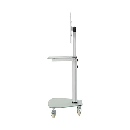 Tripp Lite Mobile Rolling TV Stand Cart with Mount for 32” – 55” Televisions, Elegant Frosted Glass Base and Shelf, Adjustable 50” – 62” Height, Durable White Steel, 5-Year Warranty (DMCS3255SG62W) - size: 32” – 55”, style: White Glass Base