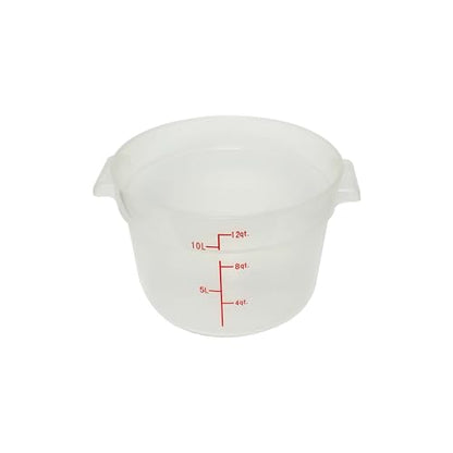 TrueCraftware- 12 Quart Round Food Storage Container Translucent Polypropylene- Commercial Reusable Food Container Canister with Measurement Markings for Meal Prep Pantry Kitchen - color: 12 Quart