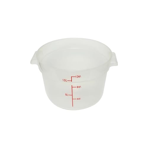 TrueCraftware- 12 Quart Round Food Storage Container Translucent Polypropylene- Commercial Reusable Food Container Canister with Measurement Markings for Meal Prep Pantry Kitchen - color: 12 Quart