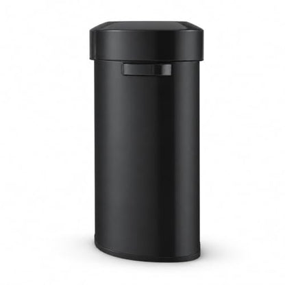 Home Zone Living 18 Gallon Commercial Trash Can with Semi-Round Flat Back - color: Matte Black, size: D-Shaped