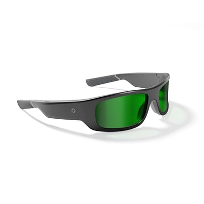 Lucyd Armor Smart Safety Glasses, TR90 Frame, Light Adaptive Lenses, Open Ear Speakers & Microphone - ANSI Z87.1 - style: Green Mirror