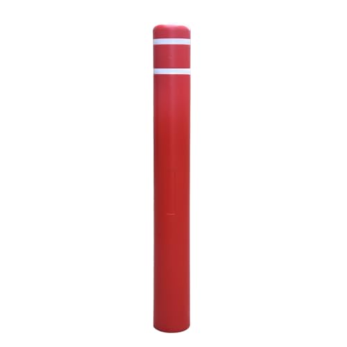 Durable Bollard Cover - Heavy Duty Waterproof Weather Resistant,High Visibility Bollard Post Sleeve with Reflective Tape for Indoor/Outdoor Parking Lot, Warehouse,Walkways(6" Dia X 52" H, Red) - color: Red, size: 6" X 52"