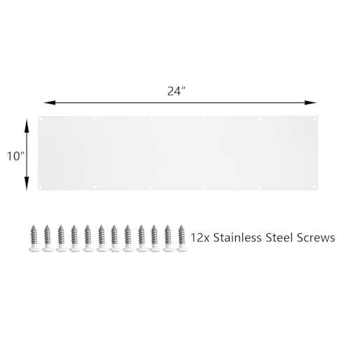 Door Metal Kick Plate 10x24 inches Aluminum Plates White - color: White, size: 24inches