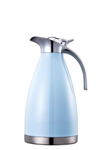 68 Oz Stainless Steel Thermal Carafe - Double Walled Vacuum Insualted Thermos/Carafe with Lid - Coffee/Tea Carafe Heat & Cold Retention - 2 Liter - color: Blue