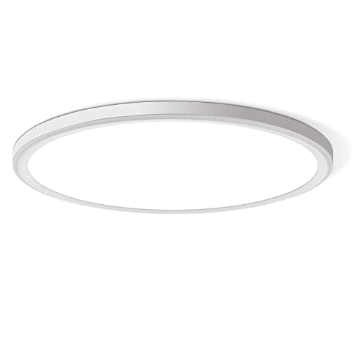 WKONCLDY 3200lm LED Flush Mount Ceiling Light, Super Slim 12 inch LED Ceiling Light, 5000K LED Ceiling Light for Bedroom, Living Room, Dining Room (White, One Pack) - color: White, size: 12in-1Pack