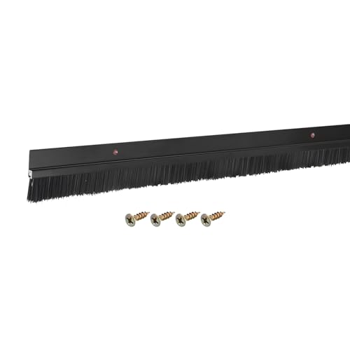 uxcell Door Brush Bottom Sweep H-Shape Aluminum Alloy Base with 0.8-inch PP Brush for Home, Industrial (35-inch L, Black) - color: Black, size: 35-inch x 0.8-inch