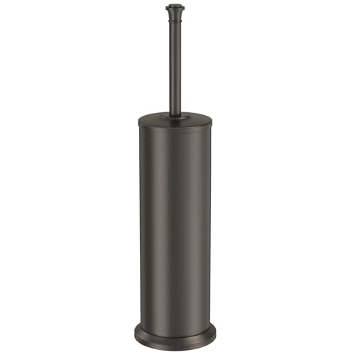 Pewter Toilet Brush and Holder，Extra Long Handled Toilet Brush for Bathroom，Stainless Steel Heavy Duty Toilet Bowl Brush,Removable Inner Bowl,Deep Cleaning Dense Bristles Cleaner Brush -Space Saving - color: Pewter