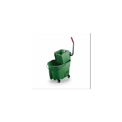 Rubbermaid Commercial Products WaveBrake 35 QT Side-Press Mop Bucket and Wringer Combo on Wheels Green for Heavy-Duty Floor Cleaning - color: Green