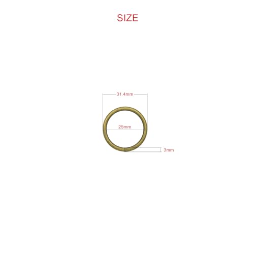 40pcs 4 Sizes O Rings Welded Strong Metal Heavy Duty Round Ring for Pet Collars Buckle Belts Strap Webbing Sewing - color: 1"(25mm) Bronze 20pcs