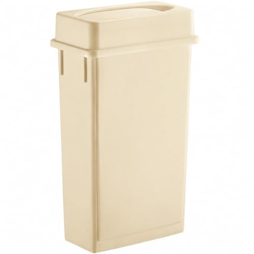 23 Gallon Slim Rectangular Commercial Trash Can, Heavy Duty Plastic Indoor Waste Bin for Kitchen, Office, Restaurant, School, Restroom & Janitorial Use (Beige, with Lid) - color: Beige