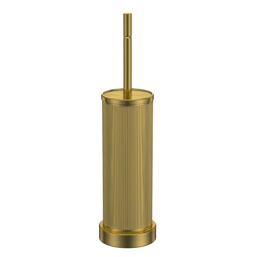 Metal Vertical Grain Toilet Bowl Brush and Holder Set Scrubber Warm Gold - color: Warm Gold