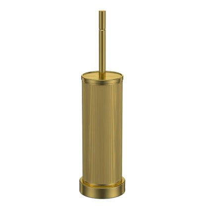 Metal Vertical Grain Toilet Bowl Brush and Holder Set Scrubber Warm Gold - color: Warm Gold