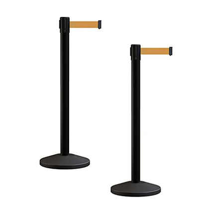 Crowd Control Warehouse RBB-100 Retractable Belt Stanchion Barriers, 2 Pack - color: Brown, size: 7.5 Foot