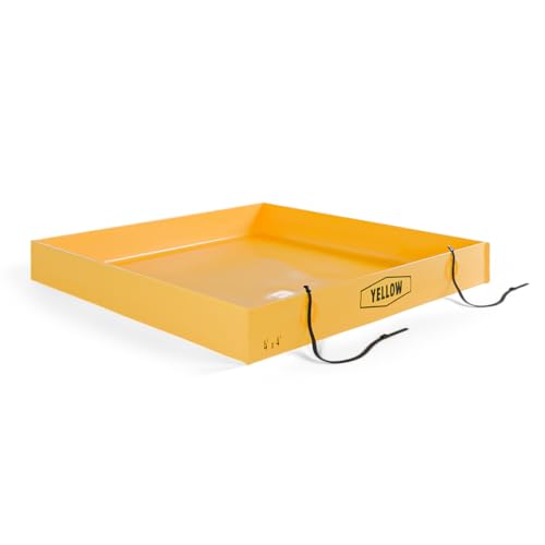 Yellow Safety®: 4ft x 4ft x 6in Yellow - Secondary Containment Berm, Spill Containment Tray, Thick PVC; Oil Spill, Lab Spill and Mining Spill, Concrete Spill