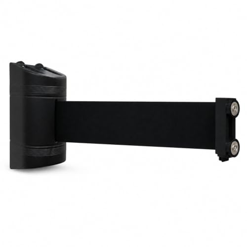 Magnetic Retractable Wall Barrier - Temporary Crowd Control Tool for Safety Queue Solution - 120" Belt Length Coverage with Strong Magnets by VIP Crowd Control (Black) - color: 120" Black