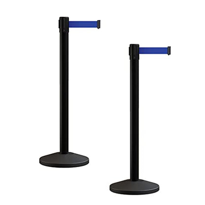 Crowd Control Warehouse RBB-100 Retractable Belt Stanchion Barriers, 2 Pack - color: Dark Blue, size: 7.5 Foot