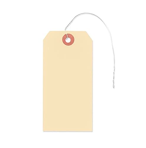 Blank Manila Shipping Tags, Wired, (No. 5) 4-3/4" x 2-3/8", 10 Pt Cardstock w Reinforced Hole Patch - Pack of 25 Tags