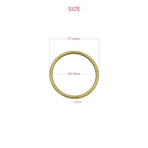 40pcs 4 Sizes O Rings Welded Strong Metal Heavy Duty Round Ring for Pet Collars Buckle Belts Strap Webbing Sewing - color: 2"(50mm) Bronze 6pcs