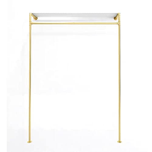 Modern Simple Industrial Pipe and Wood Garment Rack,Wall Mounted Hanging Rods Clothing Rack,Retail Display Storage Clothes Hanging Shelves(Gold, 47.2" L) - size: 47.2" L
