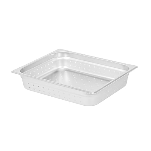 Restaurantware Steam Table Pan 1 Pack of Half Size Stainless Steel Perforated Hotel Pan Anti-Jam 2 1/2 Inch Deep Silver Commercial Kitchen Pan 24 Gauge - size: 2.5" Depth, Perforated