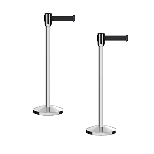 Montour Line M530 Retractable Belt Barrier Stanchion Set of 2, 11 Ft Belt - color: Black, size: 11 ft
