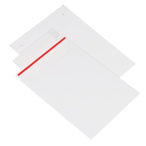 SINJEUN 200 Pack Rigid Mailers, 250 gsm Self Seal White Cardboard Envelopes, Stay Flat Envelopes for Files, Photos, Pictures, Papers